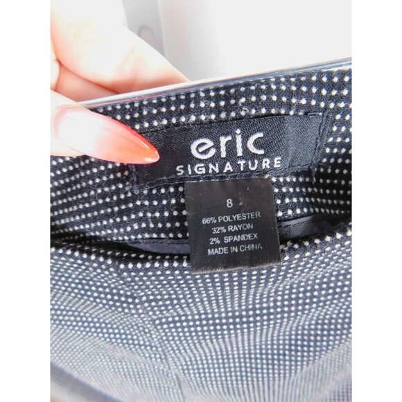 Eric Signature Dress Pants Womens 8 Black White Micro Dot Side Zip Stretch Ankle - Picture 8 of 9